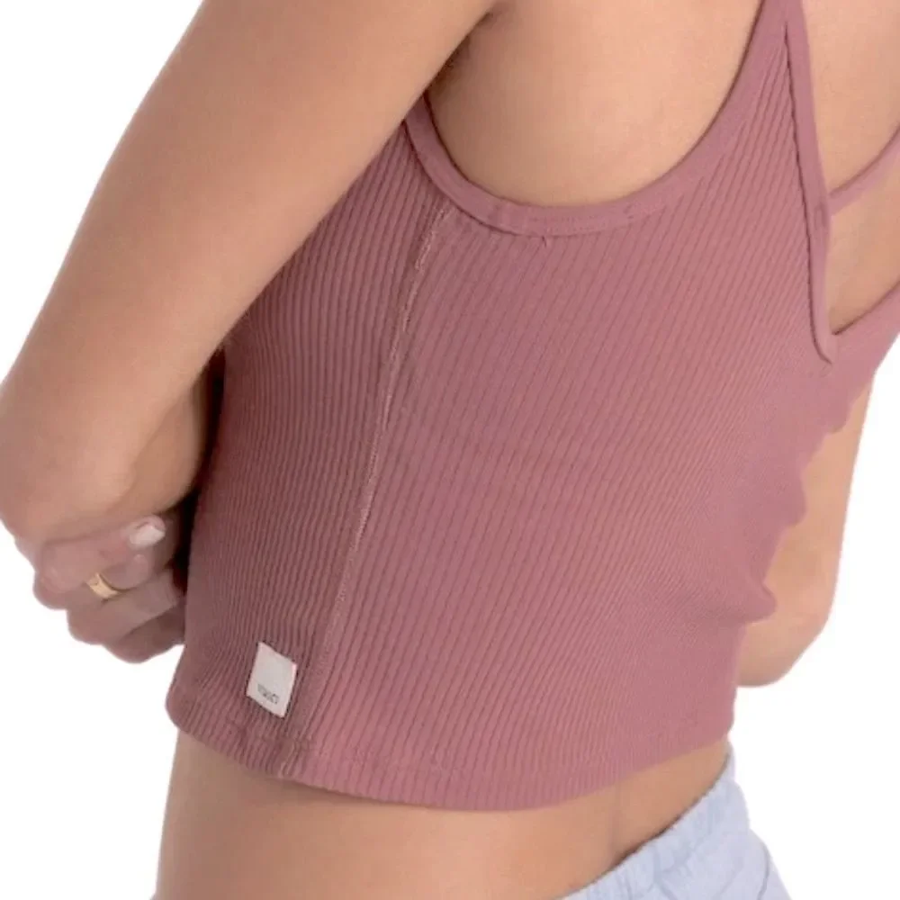 Vuori Dusty Rose Ribbed Crop Top - Picture 2 of 8